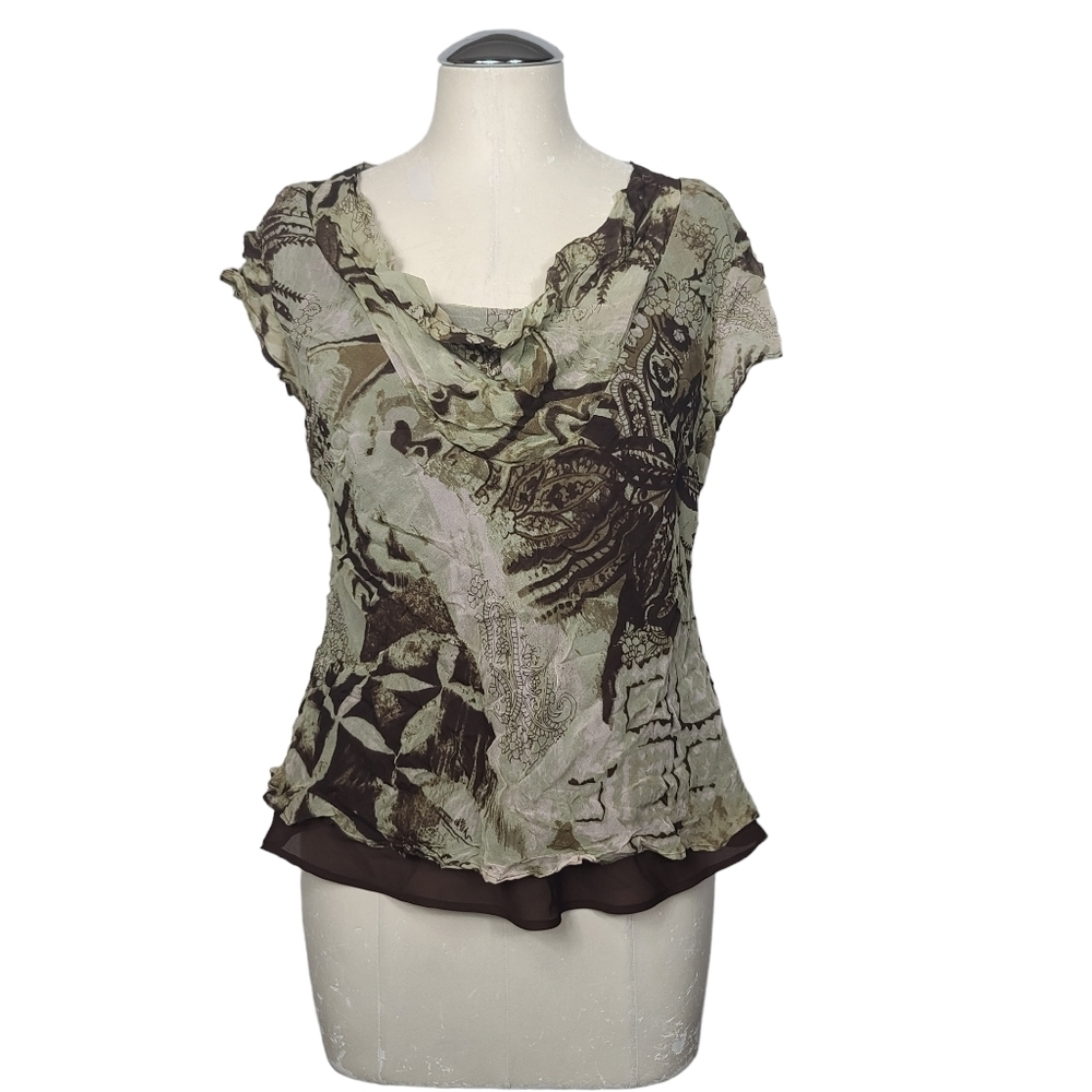 Signature By Robbie Bee Silk Cowl Neck Lined Blouse 14